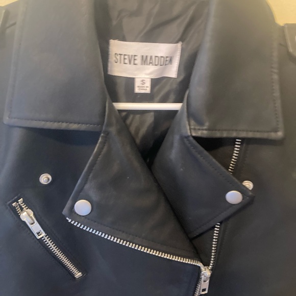 ❤️Steve Madden Black Faux Leather Moto Jacket Small NWOT - Picture 2 of 4
